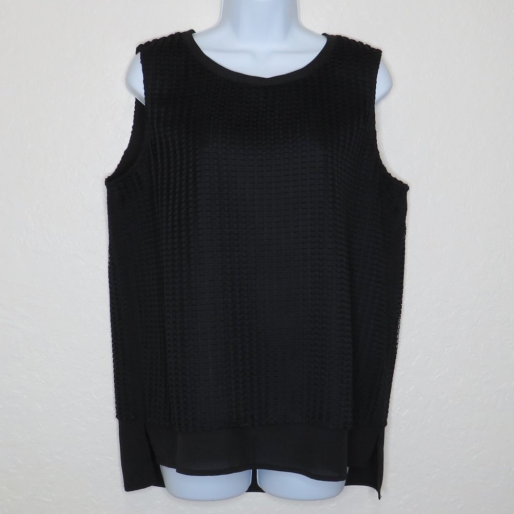 Calvin‎ Klein* Women's Sleeveless Boat Neck High/Low Hem Textured Blouse~ Large